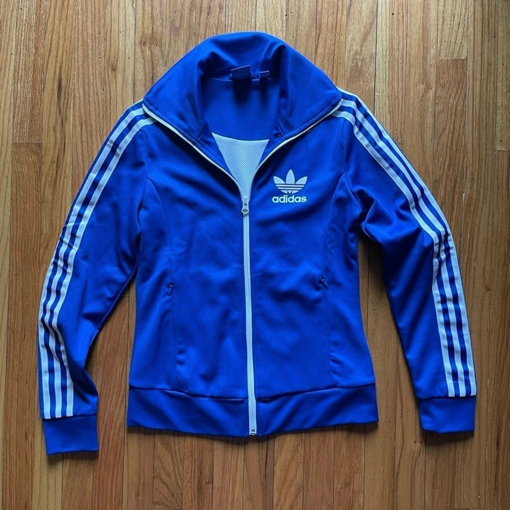 Adidas track jacket blue